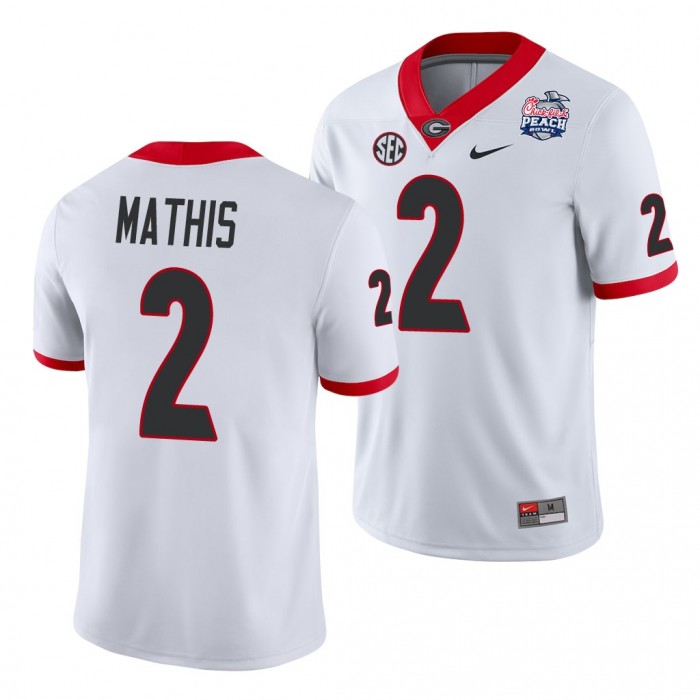 Georgia Bulldogs D'Wan Mathis 2021 Peach Bowl White College Football Jersey